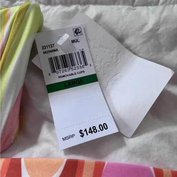 BECCA Multicolor Retro Wave One-Piece Swimsuit - Orange, Pink, Yellow - Picture 2 of 4